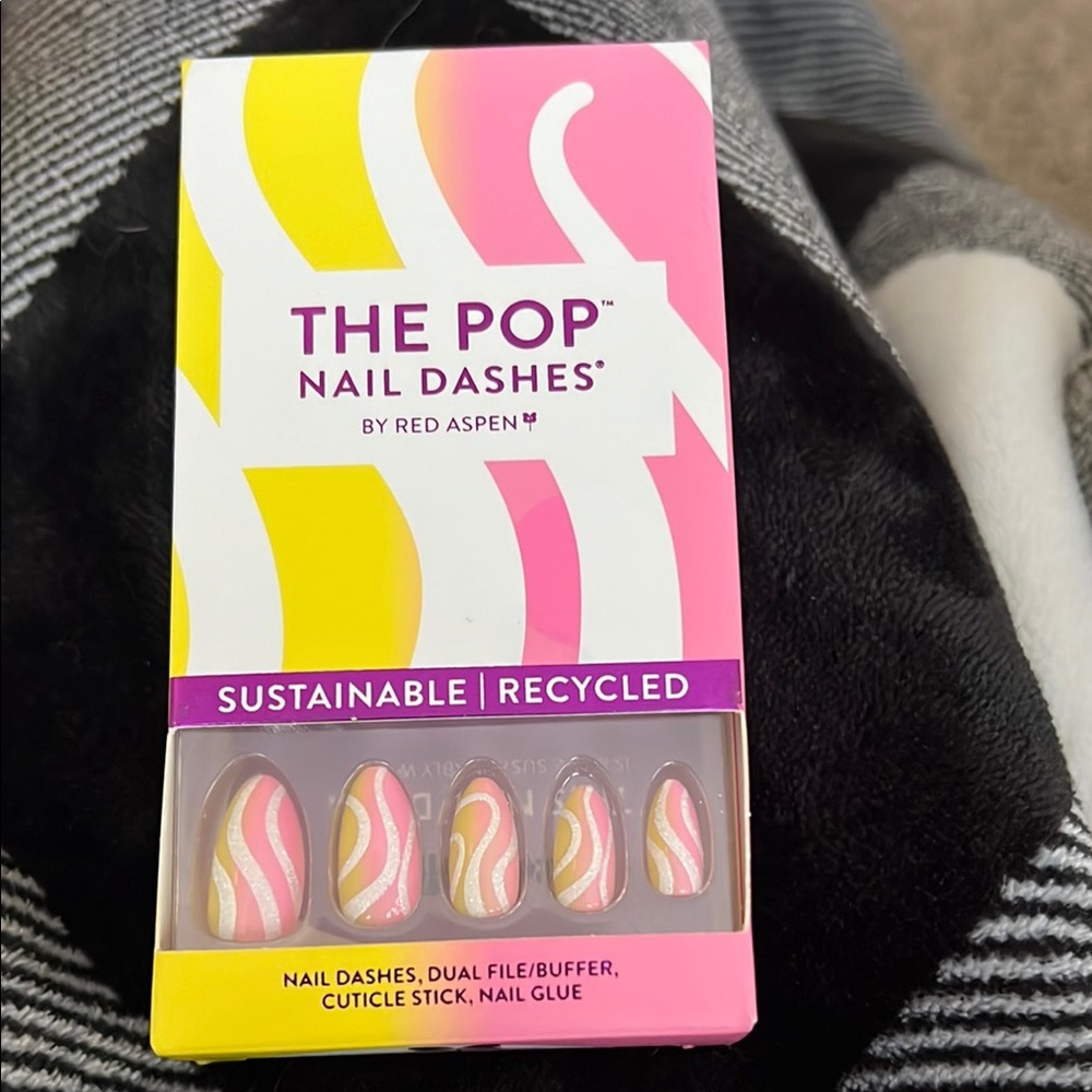 Pink and Yellow Nail Dashes